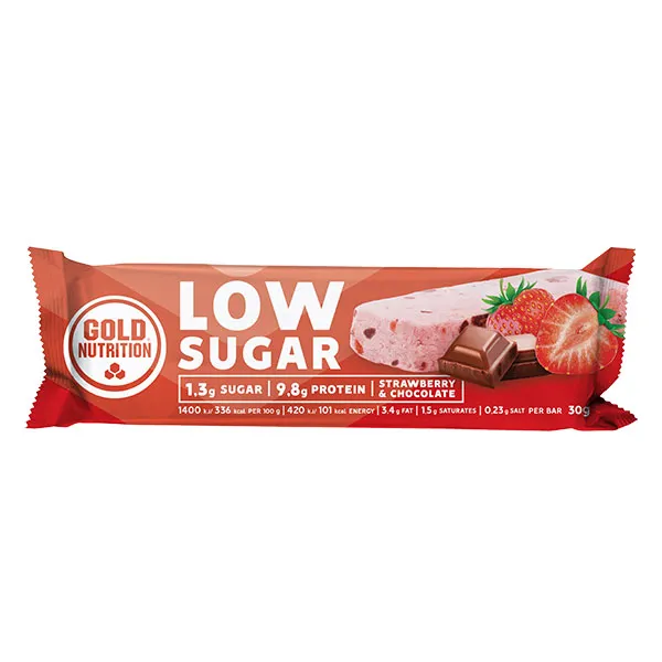 Батончик высокобелковый злаковый LOW SUGAR (клубника-шоколад), 30гр