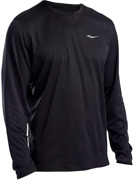 Футболка с длинным рукавом беговая Saucony Stopwatch Long Sleeve Black фото в интернет-магазине FilSport.ru
